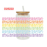 UV DTF Cup Wraps – 6 Sheets for 16oz Glass Cups, Decals & Craft Supplies (Heart)